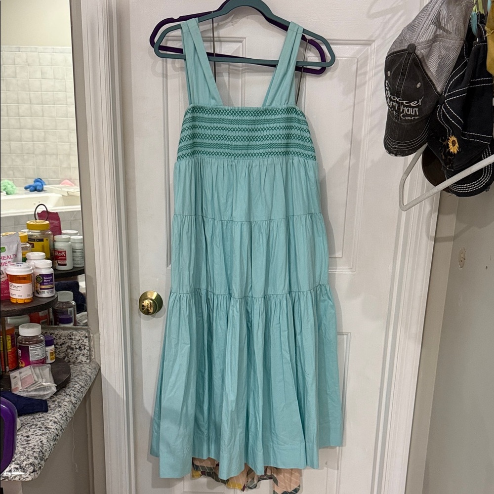 Anthropologie Aqua Blue Tiered Sundress